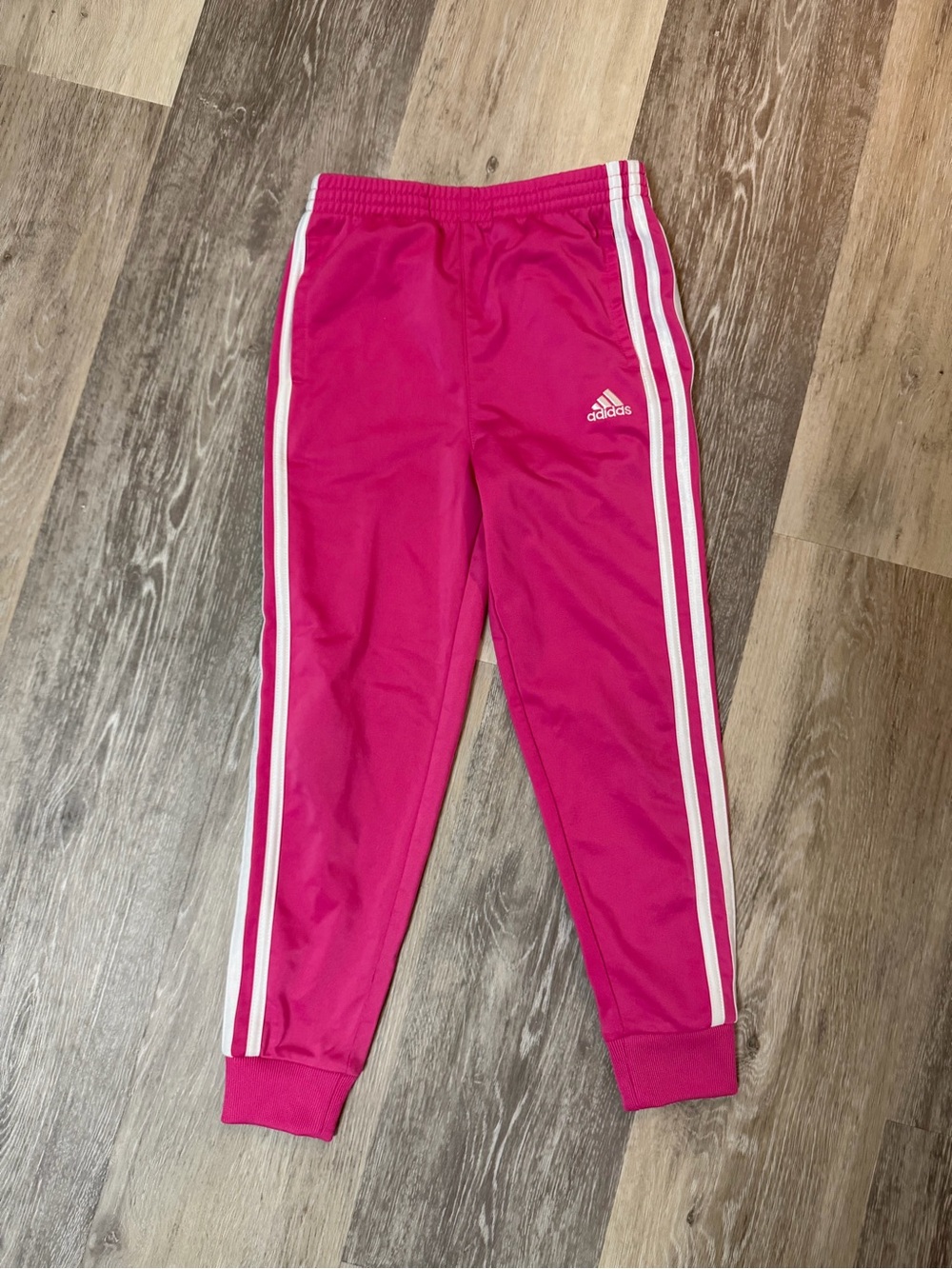 adidas Girls Bright Pink Joggers with White Side Stripes